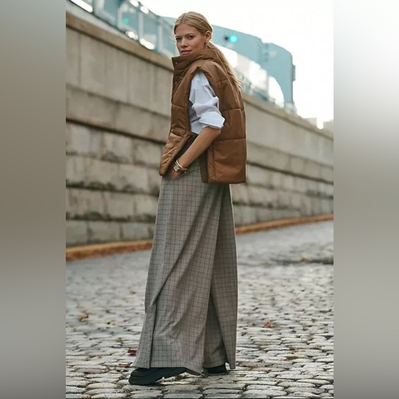 NWT Anthropologie Corey Lynn Calter Pleated Wide-Leg Plaid Trousers Pants Size S - Picture 2 of 16